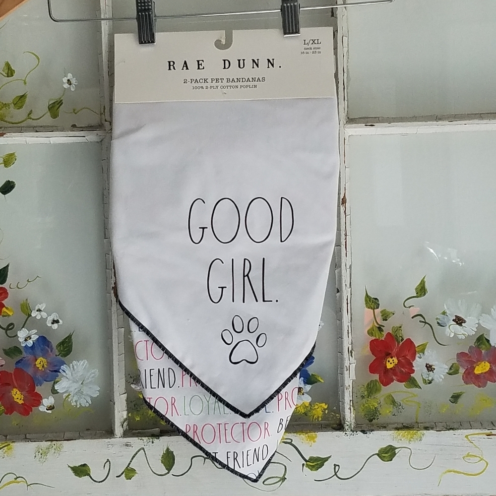 New Rae Dunn Dog 2 Pack Set  Bandanas Size L/XL